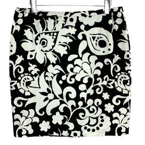 Talbots 16 Petite NEW Black and White Textured Print Pencil Skirt